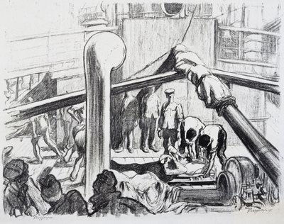 患者のケア、軍隊「病院の輸送機の中で 作： Ferdinand Georg Waldmuller