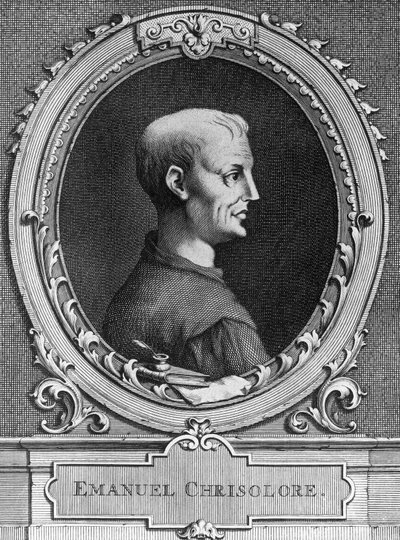 エマヌエル・クリソローラ（1350-1415）の肖像（ビザンチンの人文主義者、エングレービング 作： William Walcutt