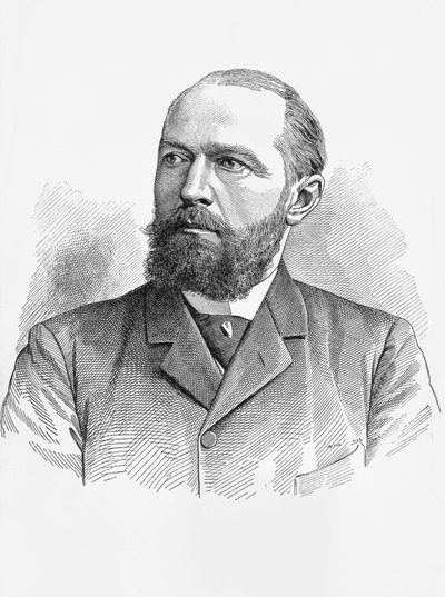 ドイツの生理学者・細菌学者で、1901年にノーベル化学賞を受賞したエミール・フォン・ベーリング（1854-1917）の肖像、エングレービング 作： William Walcutt