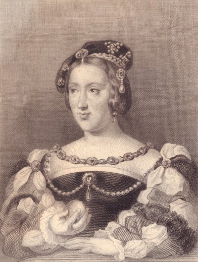皇帝シャルル5世の妻、イザベラ・ダヴィズ（1503-1539）の肖像、エングレーヴィング 作： William Walcutt