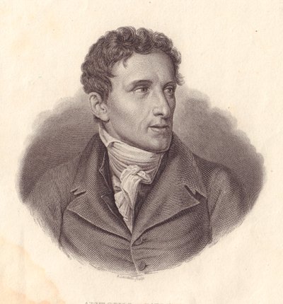 イタリアの彫刻家アントニオ・カノーヴァ（1757-1822）の肖像、ジュゼッペ・ボッシの絵画からA・ロカテッリによる銅版画 作： William Walcutt