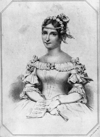フランスのソプラノ歌手、ローラ・サンティ＝ダモロー（1801-1863）の肖像、リトグラフ 作： William Walcutt