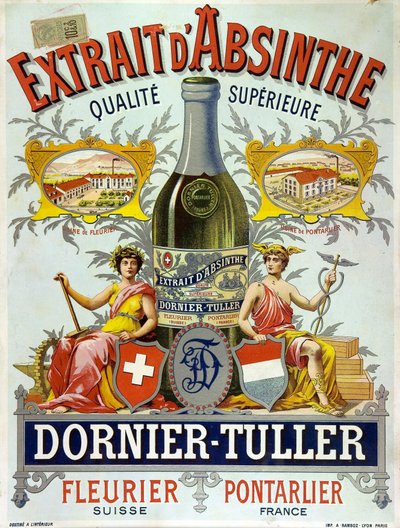 アブサンの広告 DOrnier Tuller, chromolithography 1890年 作： Frederick (attr. to) Barnard