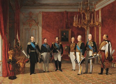 1839年、ウィーン王宮でのメッテルニヒ王子によるアレクサンドル・ニコラエヴィッチ大公のレセプション 作： Фердинанд Георг Вальдмюллер