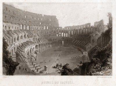 ローマのコリーゼの遺跡、1840 年頃 (彫刻) 作： . .