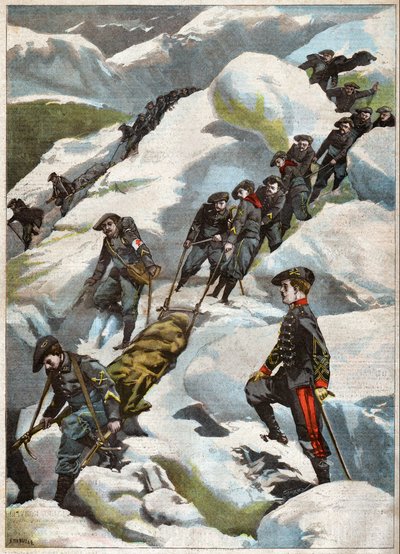 Secourisme dans les Alpes.アルプスでの救助。 作： John Pardon