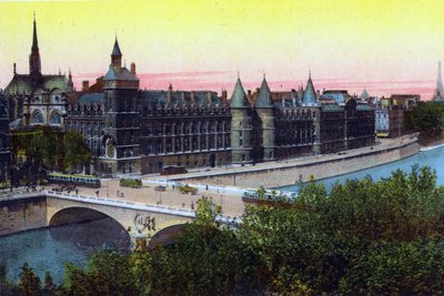 コンシェルジュリー（「Souvenirs De Paris - Monuments Vues en Couleurs」（カラーリトグラフ）より 作： Hippolyte Lalaise Devéria