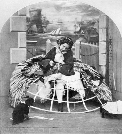 イギリス : Stereoscope Entitled Crinoline Advantages, c1860 作： Ferdinand Georg Waldmuller