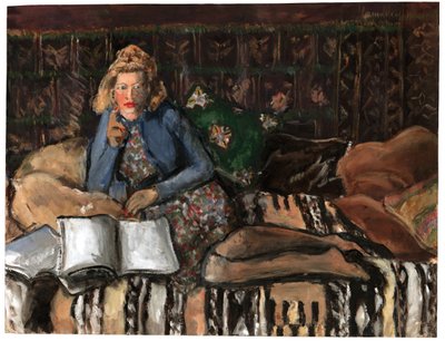 読書をする女性、1940～1950年頃 作： . .