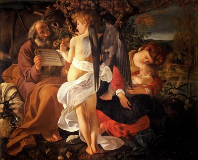 エジプトへの逃亡中の休息 作： Michelangelo Merisi da  Caravaggio