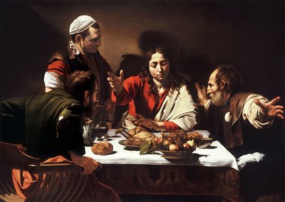エマオでの晩餐 作： Michelangelo Merisi da  Caravaggio