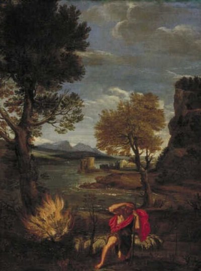 モーゼと燃える柴のある風景 作： Domenichino