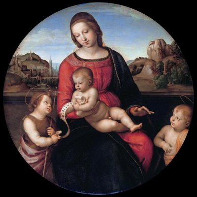 子を持つメアリー、洗礼者ヨハネ、聖なる少年（マドンナ・テラヌオーヴァ） 作： Raphael