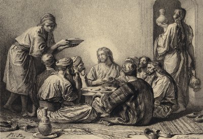 イエスはパブリカンと罪人と一緒に食べます 作： after Albert Robida