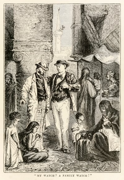 私の腕時計？家族の時計！、ルイデュモン（b.1822）、1873年に刻まれた、ジュールヴェルヌ（1828-1905）による80日間の世界中から 作： after Alphonse Marie de Neuville