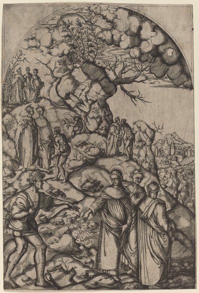 物乞いを癒す聖フィリッポ・ベニッツィ 作： after Andrea del Sarto