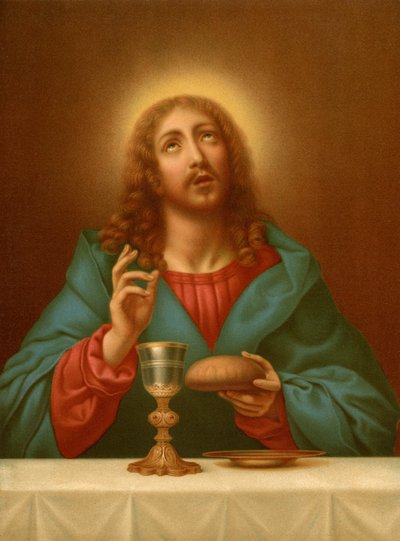 パンとワインを祝福するキリスト 作： after Carlo Dolci