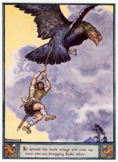 それはその暗い翼を広げて空中に立ち上がり、ロキを引きずった 作： after Charles Edmund Brock