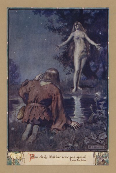 彼女はゆっくりと腕を持ち上げ、彼にそれらを開いた 作： after Charles Edmund Brock