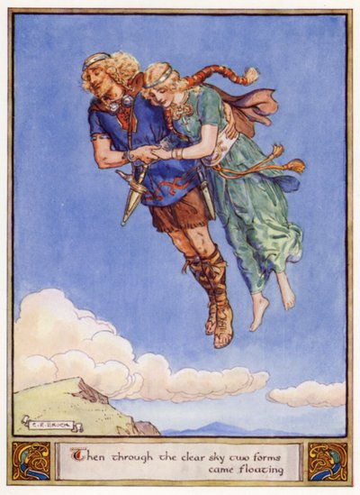 それから澄んだ空を通って2つの形が浮かんだ 作： after Charles Edmund Brock