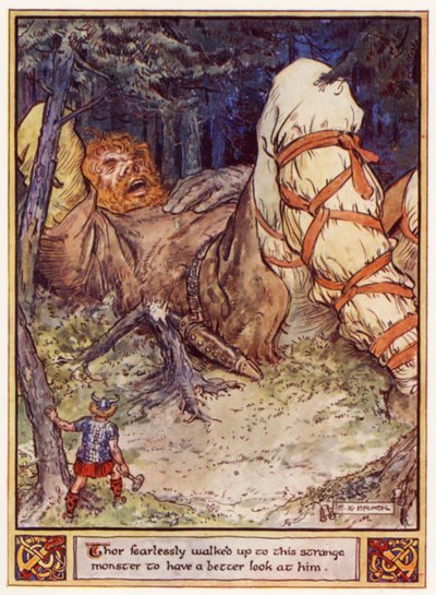 トールは恐れずにこの奇妙なモンスターに近づき、彼をよく見ました 作： after Charles Edmund Brock