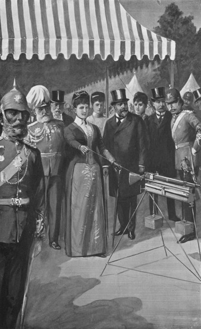 1890年7月12日、ビスリーで最初のショットを発射するウェールズの王女 作： after Charles Mills Sheldon