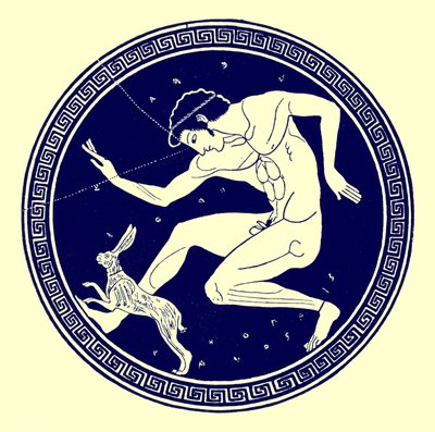 少年と野ウサギ、JEハリソンとDSマッコールによるギリシャの花瓶の絵画のイラスト、1894年に出版（デジタル化された画像） 作： after English School
