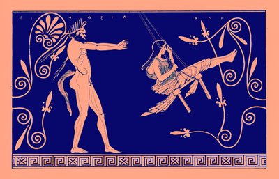 サイレンスウィングメイデン、JEハリソンとDSマッコールによるギリシャの花瓶の絵画のイラスト、1894年発行（デジタル処理された画像） 作： after English School
