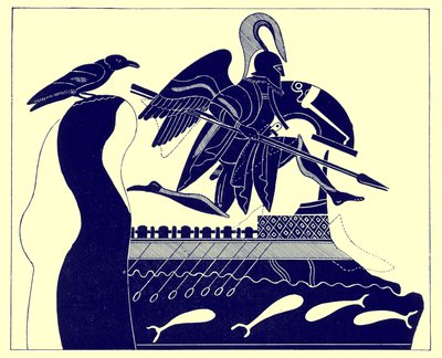 JE HarrisonとDS MacCollによるギリシャの花瓶の絵画からのイラスト、パトロクロスの幽霊、1894年発行（デジタル拡張画像） 作： after English School