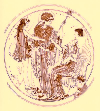 テセウスとアンフィトリテ、JE HarrisonとDS MacCollによるギリシャの花瓶の絵画のイラスト、1894年発行（デジタル拡張画像） 作： after English School