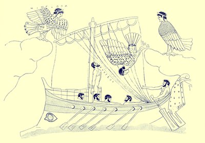 ユリシーズとサイレン、JEハリソンとDSマッコールによるギリシャの花瓶の絵画からのイラスト、1894年に発行（デジタル化された画像） 作： after English School