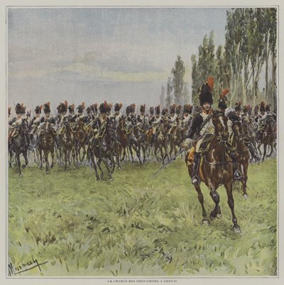 馬の手榴弾兵の突撃 作： after Felicien baron de Myrbach Rheinfeld