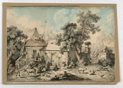 座っている羊飼い 作： after Francois Boucher