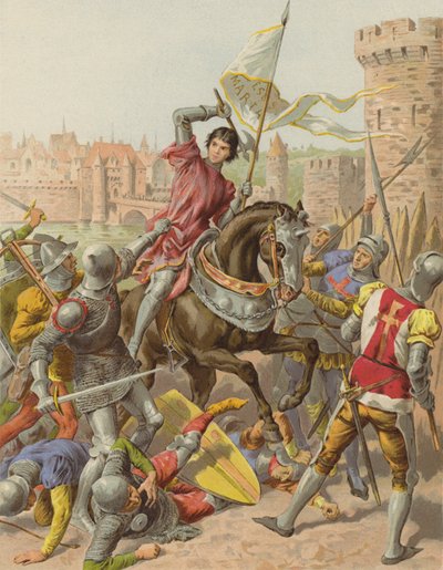Jeanne DArcがCompiegne（chromolitho）の囚人を捕らえた 作： after Frederic Theodore Lix