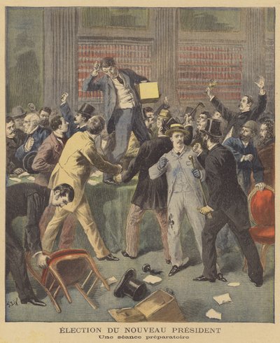 フランスの議員が新大統領の選出について話し合う手に負えない場面 作： after Frederic Theodore Lix