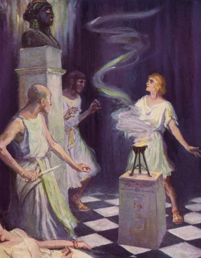 彼が話したように、女神の静止した広大な特徴は、生命と共に突然に見えた 作： after Frederick Coffay Yohn