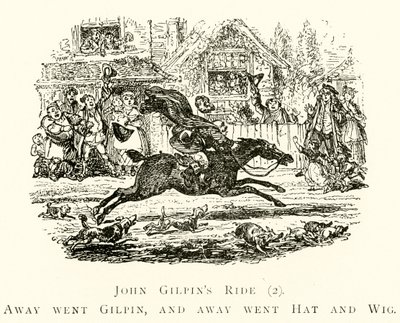ジョン・ギルピンス・ライド（2）、アウェイはギルピン、そしてアウェイはハットとウィッグ 作： after George Cruikshank