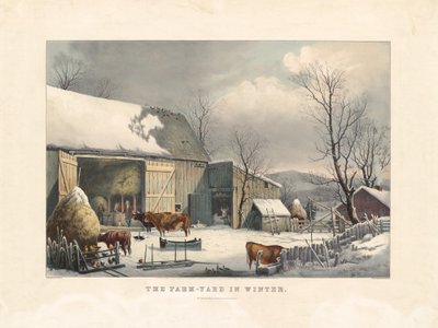冬の農場の庭 作： after George Henry Durrie