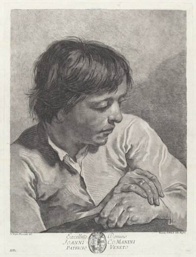 手を組んだ若い男 作： after Giovanni Battista Piazzetta Pietro Scattaglia and Innocente Alessandri