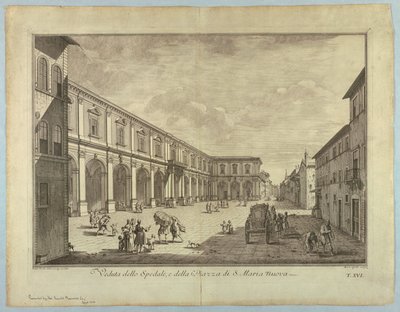 フィレンツェの眺め、「Scelta di XXIV Views of the Main Districts, Squares, Churchs, and Palaces of the City of Florence」のプレート 作： after Giuseppe Zocchi