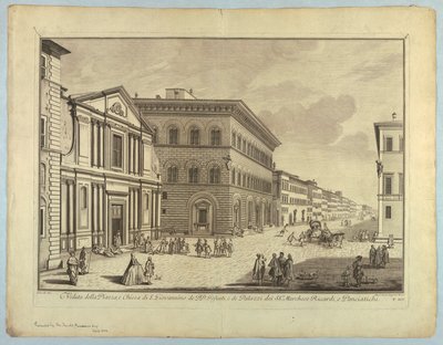 フィレンツェの眺め、「Scelta di XXIV Views of the Main Districts, Squares, Churchs, and Palaces of the City of Florence」のプレート 作： after Giuseppe Zocchi