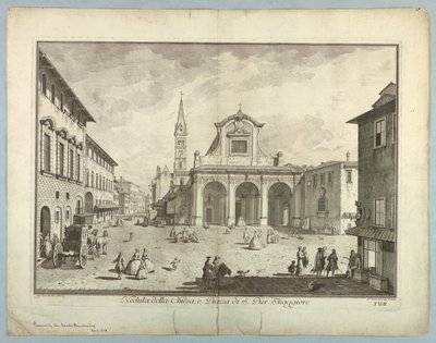 フィレンツェの眺め、「Scelta di XXIV Views of the Main Districts, Squares, Churchs, and Palaces of the City of Florence」のプレート 作： after Giuseppe Zocchi