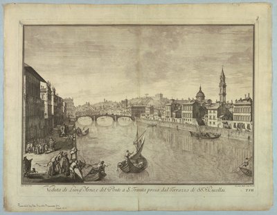 フィレンツェの眺め、「Scelta di XXIV Views of the Main Districts, Squares, Churchs, and Palaces of the City of Florence」のプレート 作： after Giuseppe Zocchi