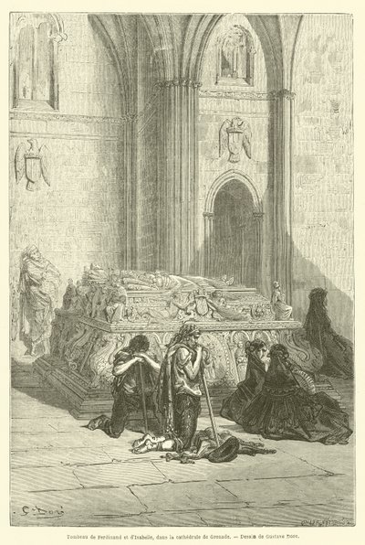 グラナダ大聖堂のフェルディナンドとイザベラの墓 作： Gustave after Dore