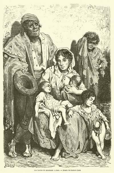 ハエンの乞食の家族 作： Gustave after Dore