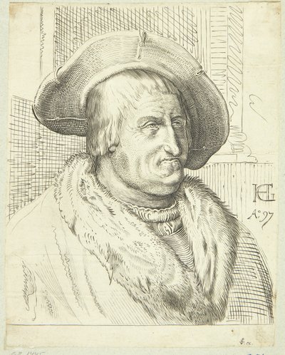 ファンタジー, 肖像画, の, 老人, ∥で∥, 帽子 作： after Hendrick Goltzius