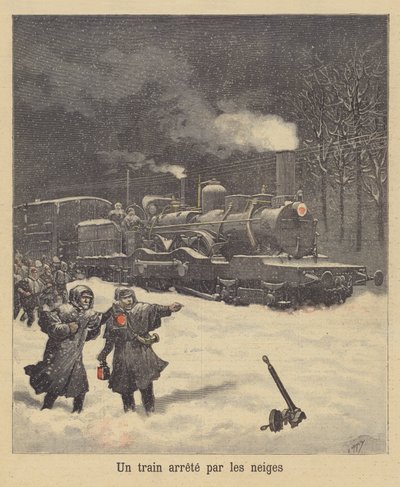 雪に止まった列車 作： after Henri Meyer