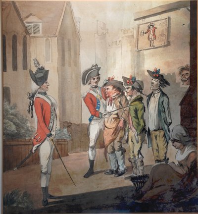 イギリス陸軍、イギリス採用パーティー、1780 作： after Henry William Bunbury