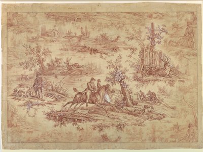 コットン プリント テキスタイルの漫画、La Route de Jouy 作： after Horace Vernet