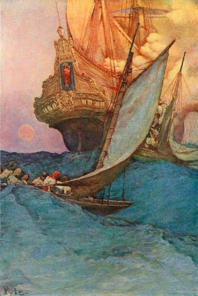ガレオンへの攻撃 作： after Howard Pyle